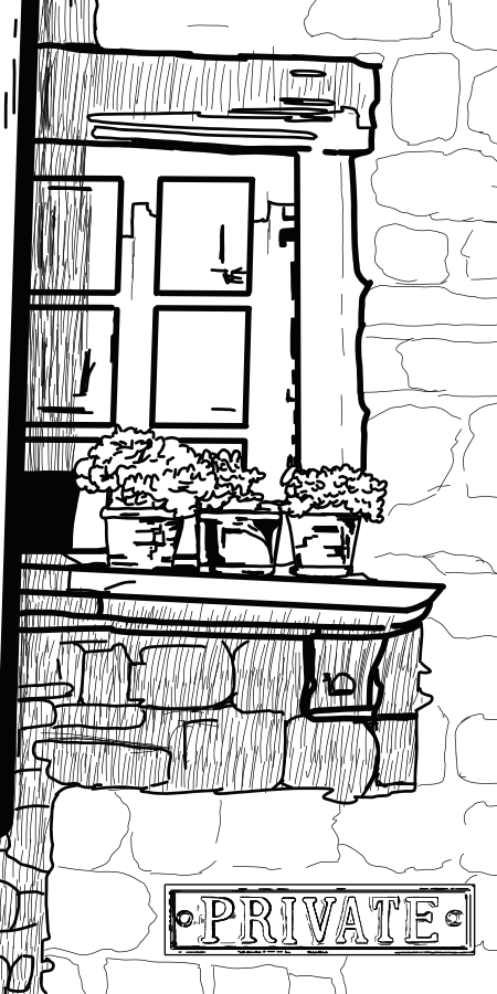 Close up image of window and sign